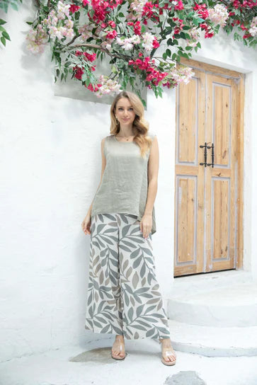 Orange by Fashion Village (Linen), 9329 Lucia's Linen Tank Top, Beige