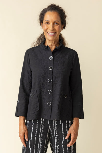 Habitat Spring/Summer, 21321 Ruched Collar Swing Jacket, Black