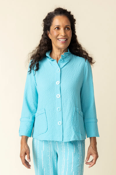 Habitat Spring/Summer, 21321 Ruched Collar Swing Jacket, Malibu