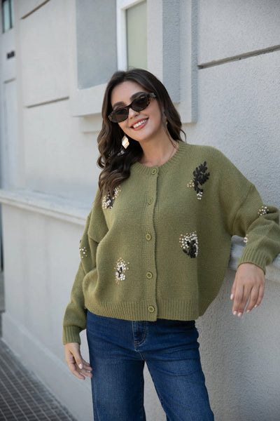 Orange by Fashion Village, NC-20 Fleur Knit Cardigan