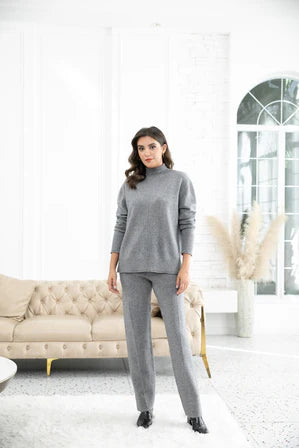 Orange by Fashion Village, 2045 Olivia Winter Turtleneck, Grey