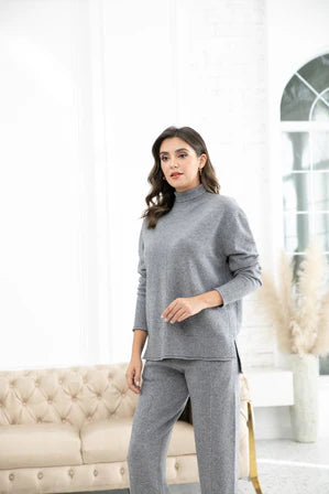 Orange by Fashion Village, 2045 Olivia Winter Turtleneck, Grey