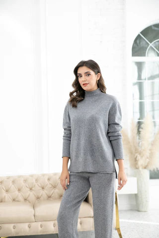 Orange by Fashion Village, 2045 Olivia Winter Turtleneck, Grey