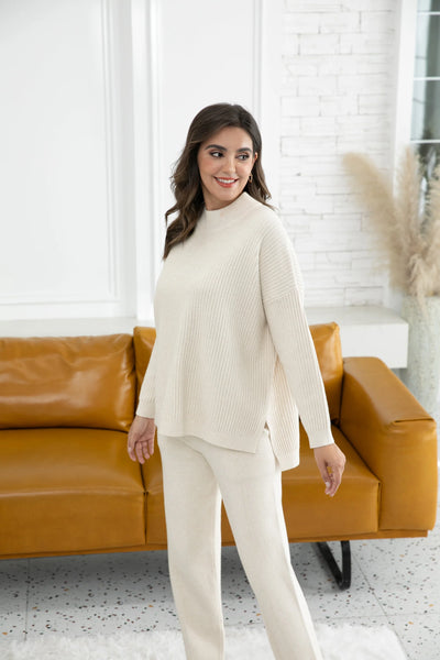 Orange by Fashion Village, RT-3120 Kinsley's Ribbed Turtleneck Sweater, Vanilla