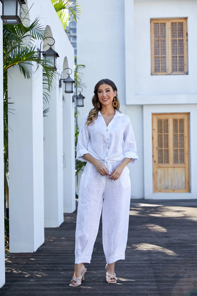 Orange by Fashion Village (Linen), 2202 Floral Safari Linen Top, Floral