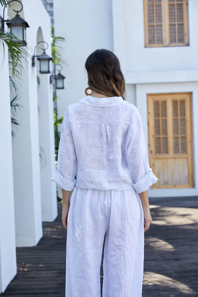 Orange by Fashion Village (Linen), 2202 Floral Safari Linen Top, Floral