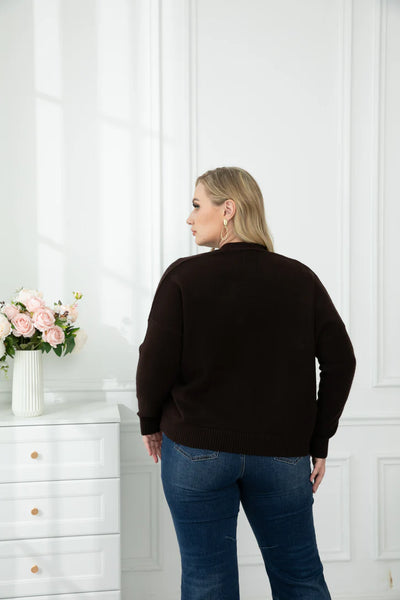 Orange by Fashion Village, KD-10 Madeleine's Cardigan, Mocha