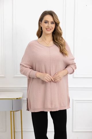 Orange by Fashion Village, 8015 Celeste  Cashmere Feel Sweater, Pink