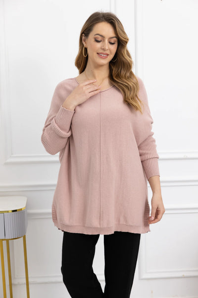 Orange by Fashion Village, 8015 Celeste  Cashmere Feel Sweater, Pink