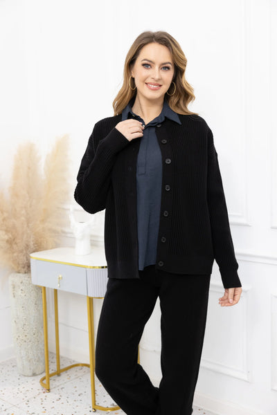 Orange by Fashion Village, J-5769 Melissa's Cardigan, Black