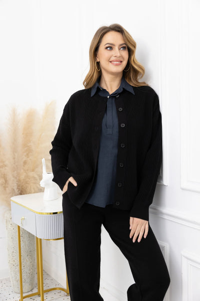 Orange by Fashion Village, J-5769 Melissa's Cardigan, Black