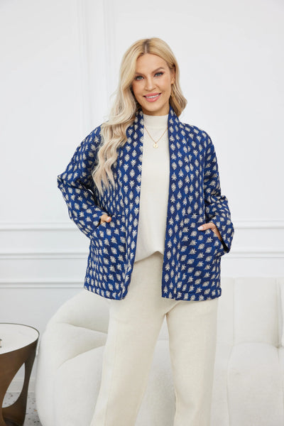 Orange by Fashion Village, FW-1002 Quilted Sateen Jacket, Blue