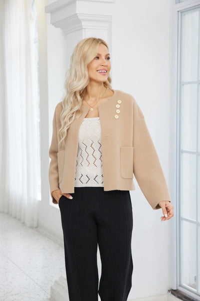 Orange by Fashion Village, 6260 / 2387 Button Breeze Jacket, Beige