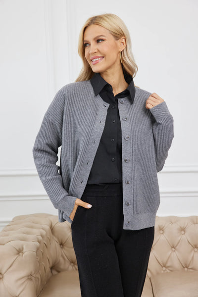 Orange by Fashion Village, J-5769 Melissa's Cardigan, Grey