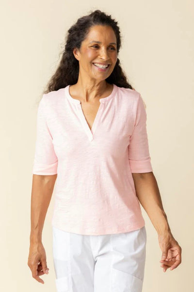 Habitat Spring/Summer, 27521 Split Neck Tee, Carnation