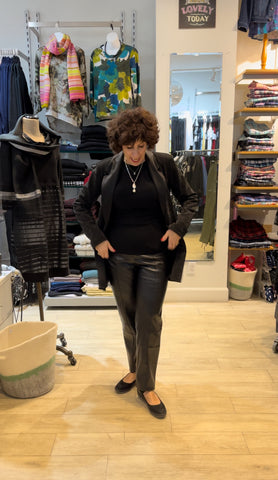 Spanner Sale, 423272 Faux Leather Straight Leg Pant, Black  50% Off Regular Price