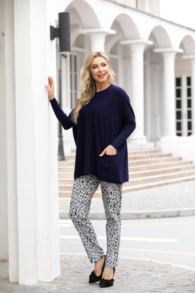 Orange by Fashion Village, 63621 Cashmere Feel Tunic, Black