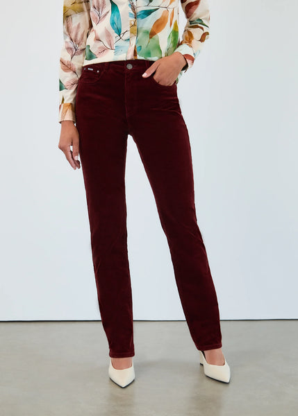 FDJ Jeans, 6937491 "Suzanne" Straight Leg Corduroy Denim, Burgundy