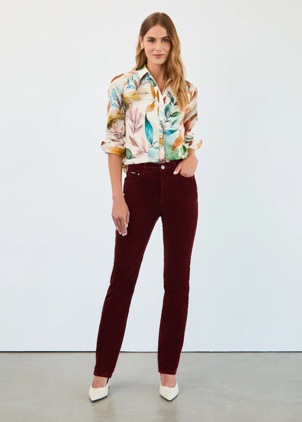 FDJ Jeans, 6937491 "Suzanne" Straight Leg Corduroy Denim, Burgundy