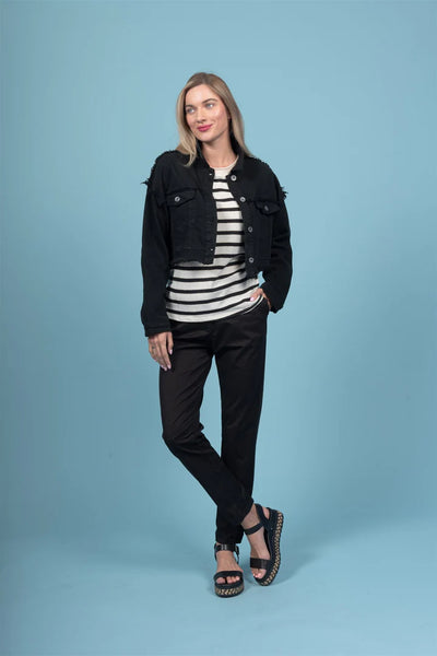 Paolo Tricot, CT5587, Striped Sweater, Black