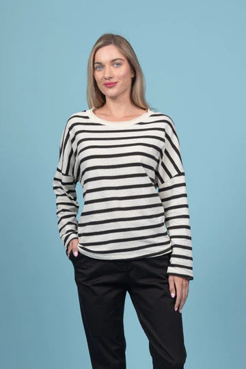 Paolo Tricot, CT5587, Striped Sweater, Black
