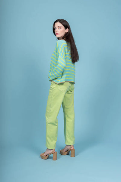 Paolo Tricot,  IT5437 Striped Sweater, Lime