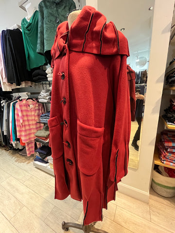 Boris Fashion, 1035 Large Hood Fleece Jacket Bordeaux