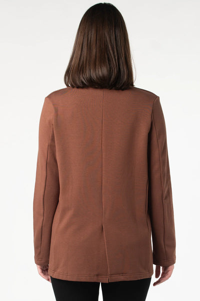 Terrera / LNBF, 912900 Ophelia Collarless Open Front Blazer, Cocoa