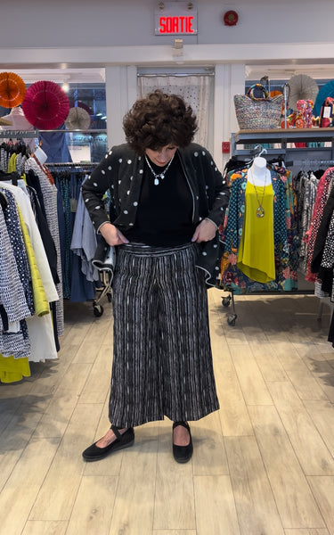 Habitat Spring/Summer Sale, 33767 Crop Stripe Pant, Black 50% Off Regular Price