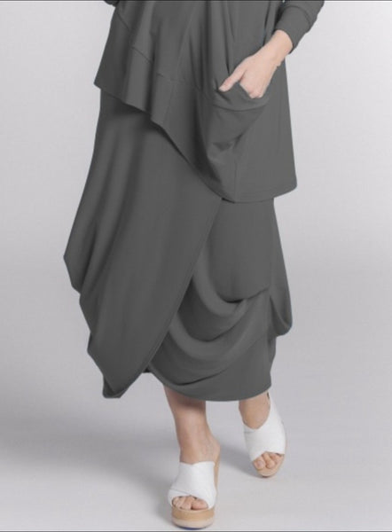 Sympli, 2665 Double Over Skirt, Graphite