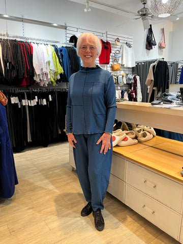 Sympli, PW27343X, Pop Collage Barrel Pant, Lake