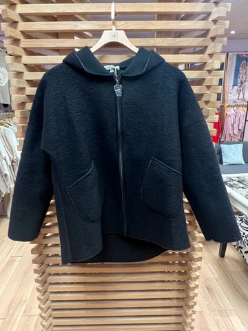 Orange by Fashion Village, FW-1041 Short Swing Jacket, Black