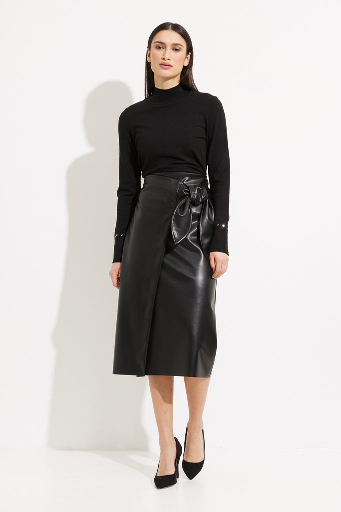 Joseph Ribkoff, 233297 Bow Detail Faux Leather Skirt Boutique Sisi Joseph Ribkoff, 233297 Bow Detail Faux Leather Skirt Boutique Sisi