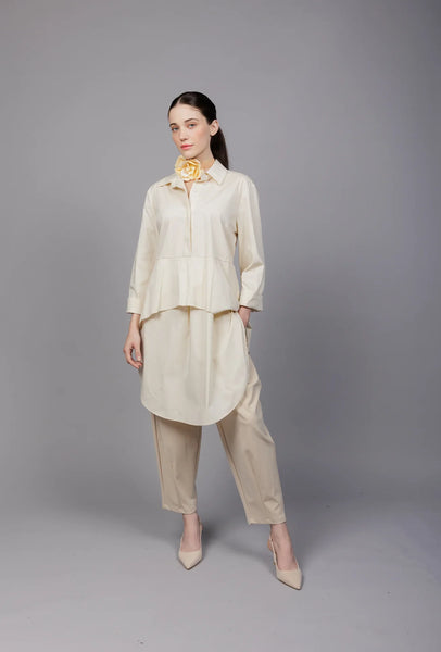 Paolo Tricot, WT791914 Cotton Blend Lantern Pant Beige