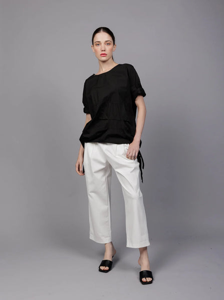 Paolo Tricot, SU6175 Pleated Pant with Buttons Black