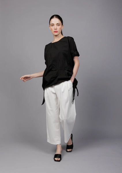 Paolo Tricot, SU6175 Pleated Pant with Buttons Black
