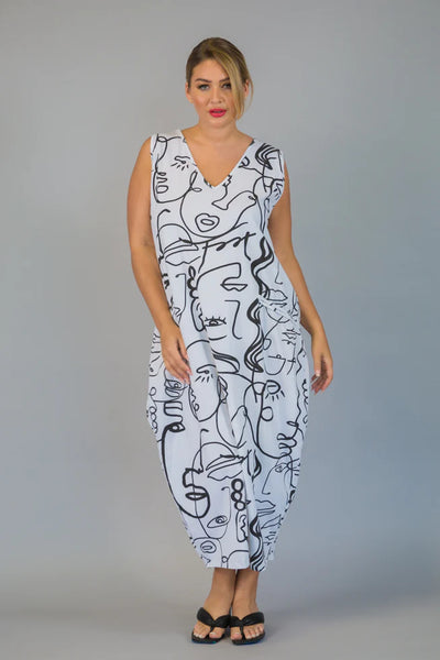 Paolo Tricot Sale, MD51262 Cotton Abstract Dress 50% Off Regular Price