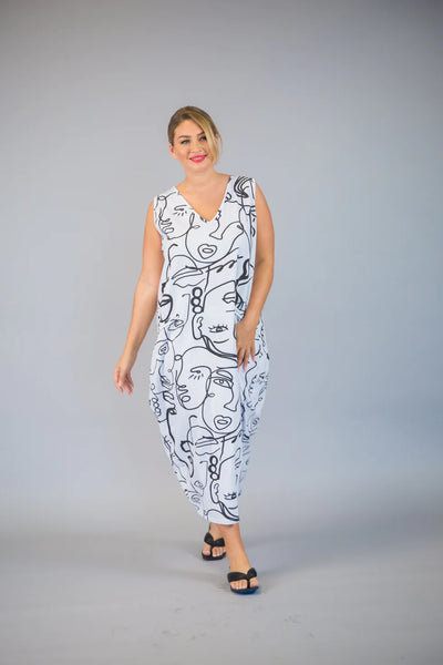 Paolo Tricot Sale, MD51262 Cotton Abstract Dress 50% Off Regular Price