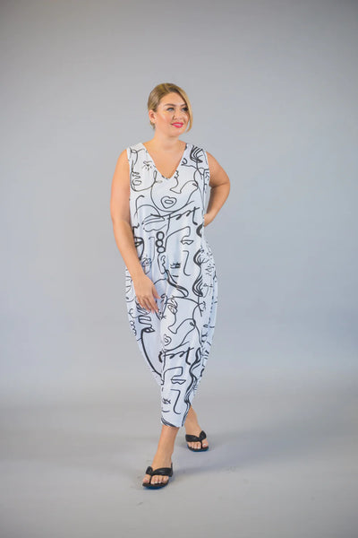 Paolo Tricot Sale, MD51262 Cotton Abstract Dress 50% Off Regular Price