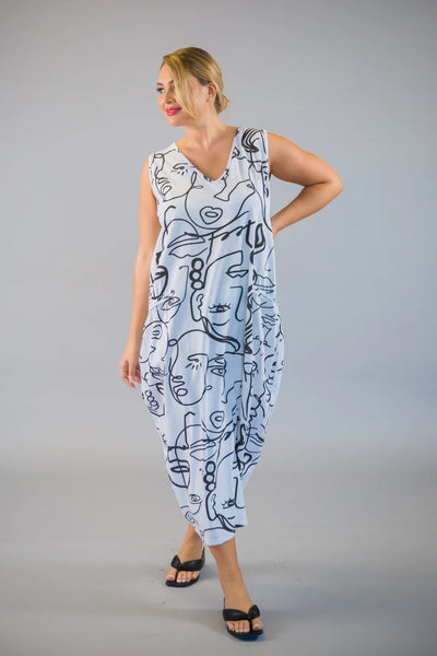 Paolo Tricot Sale, MD51262 Cotton Abstract Dress 50% Off Regular Price