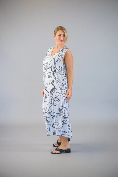 Paolo Tricot Sale, MD51262 Cotton Abstract Dress 50% Off Regular Price