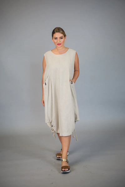 Paolo Tricot Sale, MD51221 Linen Grommet Dress 50% Off Regular Price