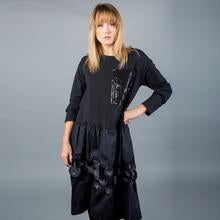 Paolo Tricot Sale, SD19524 Oversized Black Floral Dress 50% Off Regular Price