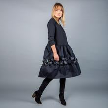 Paolo Tricot Sale, SD19524 Oversized Black Floral Dress