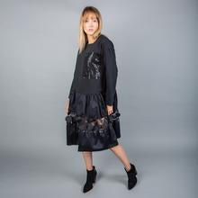 Paolo Tricot Sale, SD19524 Oversized Black Floral Dress 50% Off Regular Price
