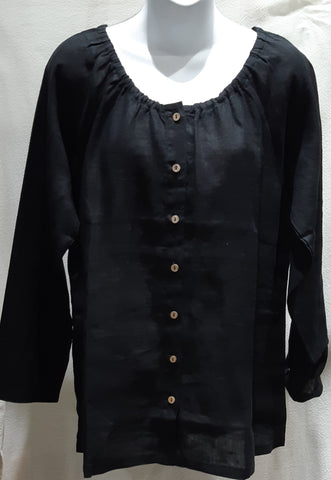 Tara Vao Sale, HANAYA 0022 Linen Top, Black 50% ADDITIONAL OFF