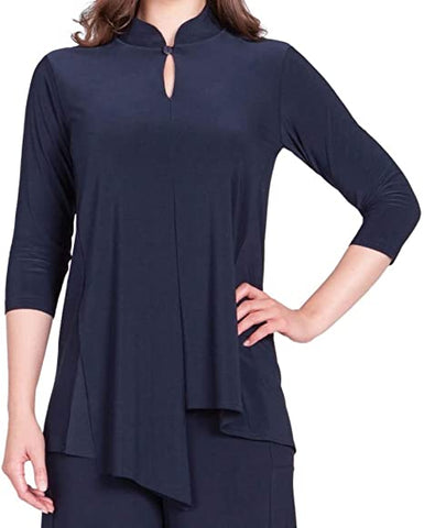 Sympli Sale, 22156 Double Over Top, 3/4 sleeves, Navy 50% Off Regular Price
