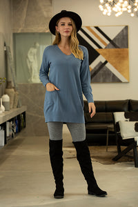 Orange by Fashion Village Sale, 5413 V-Neck Tunic with Front Pockets