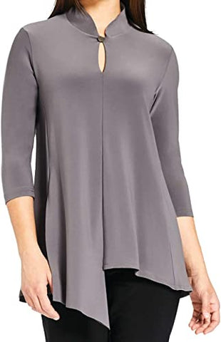 Sympli Sale, 22156 Double Over Top, 3/4 sleeves, Graphite 50% Off Regular Price