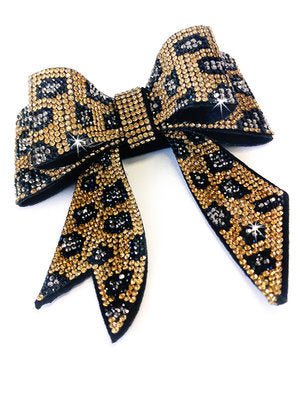 Jacqueline Kent Collection, JKBW100.LEPOt Sugar Cane Collection Bow Crystal Gold Leopard